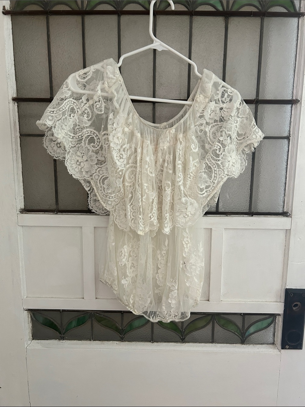 Jen’s Pirate Booty for Free People Ivory Lace Overlay Blouse